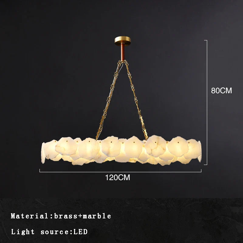 Afralia™ Brass Marble Ceiling Chandelier: Modern Living Room Dining Table Hanging Lamp