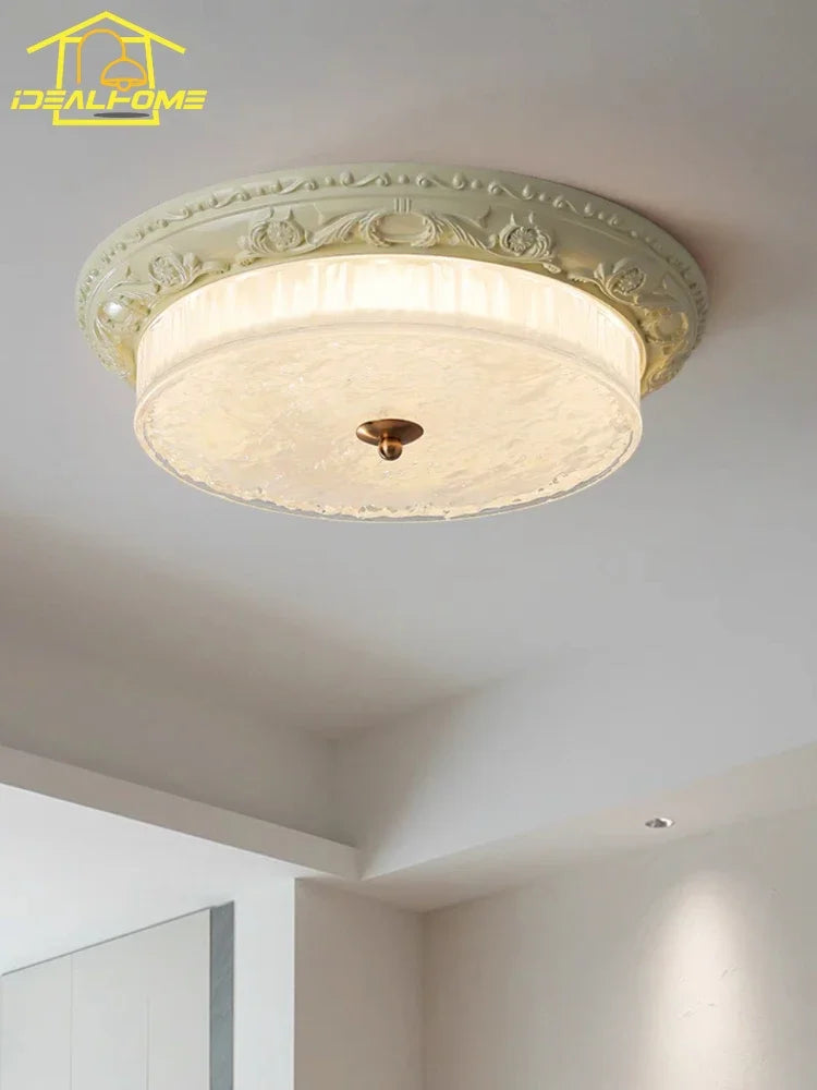 Afralia™ Cream Wind LED Iron Glass Ceiling Light - Retro Design, Bauhaus Style