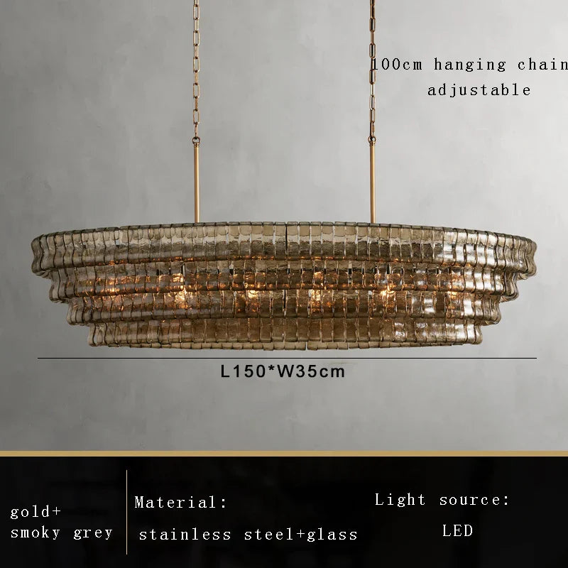 Afralia™ Brown Glass Chandelier for Dining & Living Room, Classic Vintage Suspension Lamps