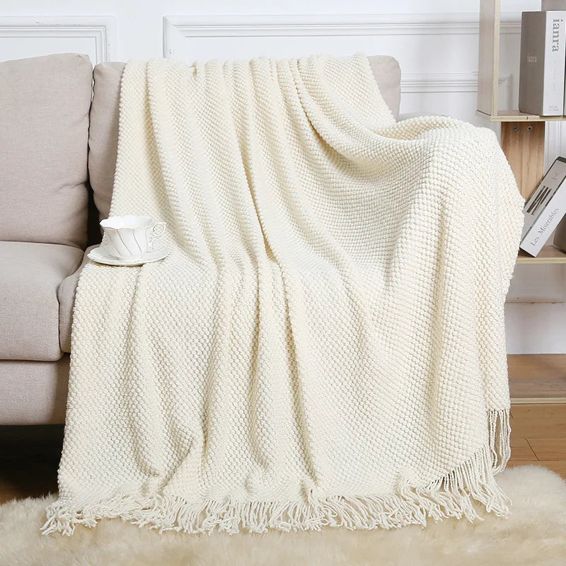 Afralia™ Nordic Faux Cashmere Tassel Blanket for All Seasons