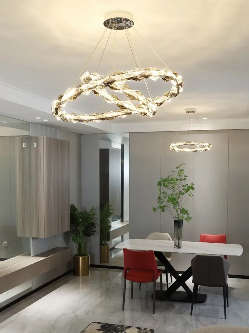 Afralia™ Modern Crystal LED Ceiling Chandelier Light Set for Stylish Indoor Lighting