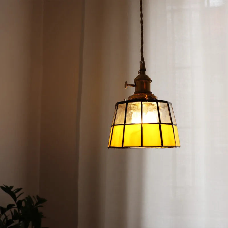 Afralia™ Vintage Copper Glass Chandelier Pendant Light for Living Room, Bedroom, Bar