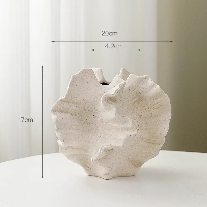 Afralia™ Petal Shape Ceramic Vase for Flower Arrangement and Home Decoration