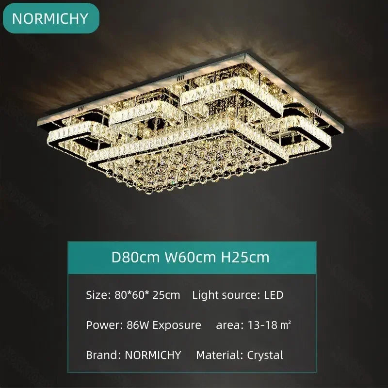 Afralia™ Crystal LED Chandelier Silver Chrome Remote Control Light