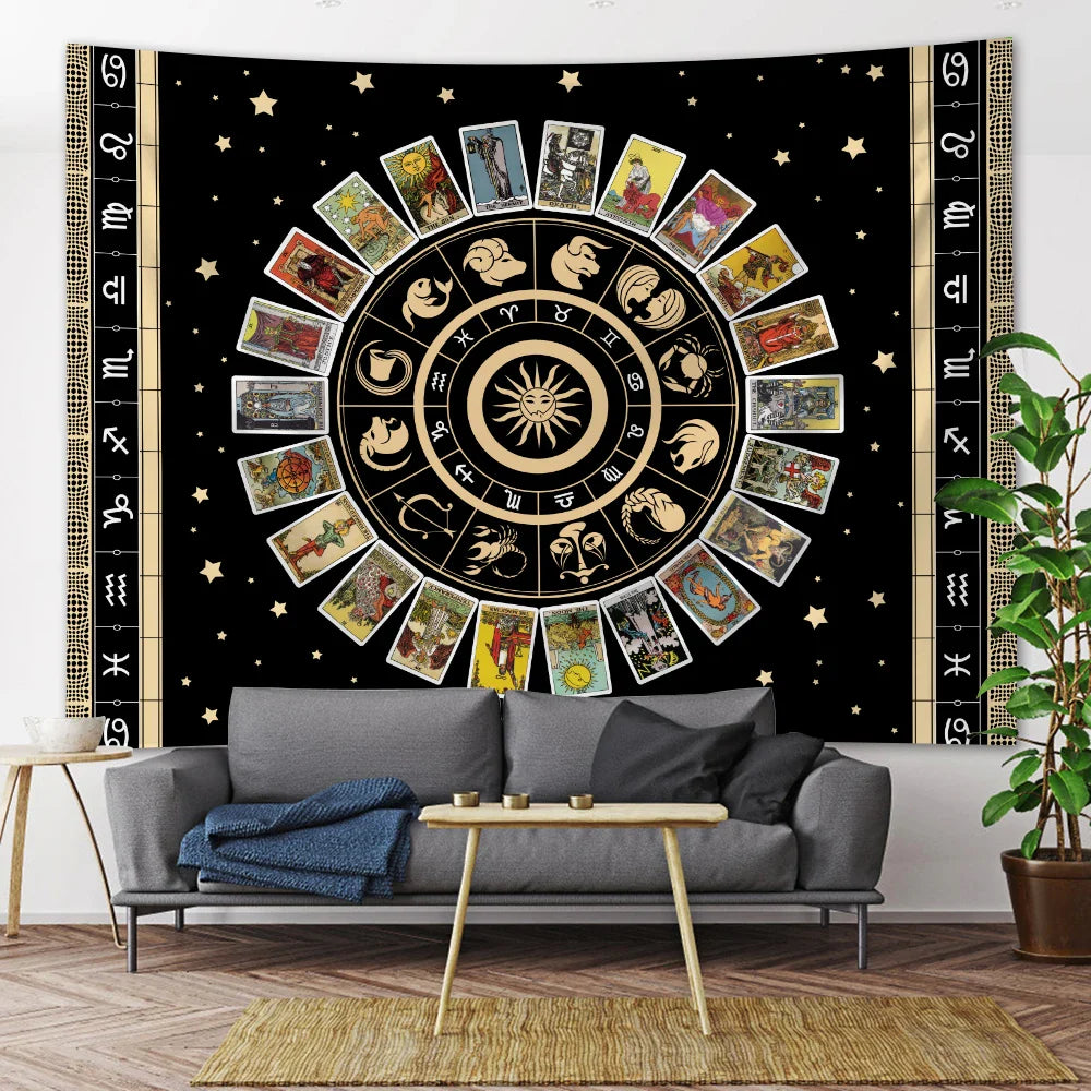 Afralia™ Mystic Symbol Mandala Tapestry for Bohemian Tarot Room Wall Decor