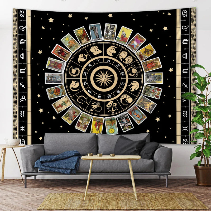 Afralia™ Mystic Symbol Mandala Tapestry for Bohemian Tarot Room Wall Decor