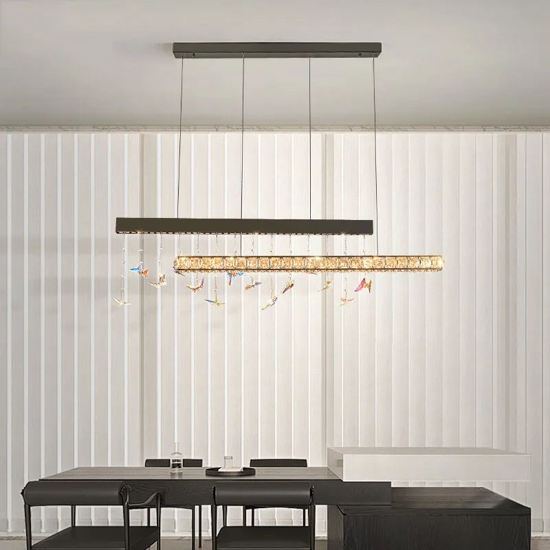 Afralia™ Luxury Crystal Chandelier LED Strip Island Lighting