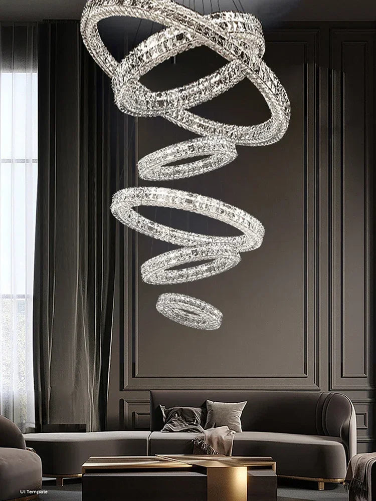 Afralia™ Modern Crystal Chandelier Chrome Golden Round Pendant Lights