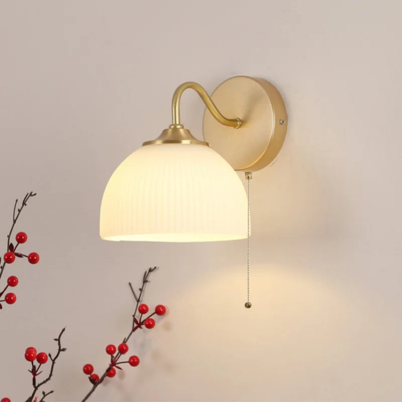 Afralia™ LED Glass Wall Sconce Pull Chain Switch Modern Stair Light Fixtures