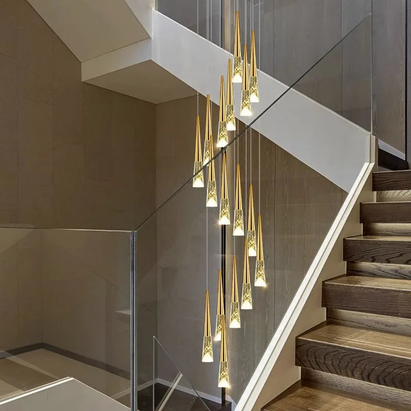 Afralia™ Nordic Home Decoration Stair Chandelier Living Room Dining Pendant Lights Ceiling Lighting