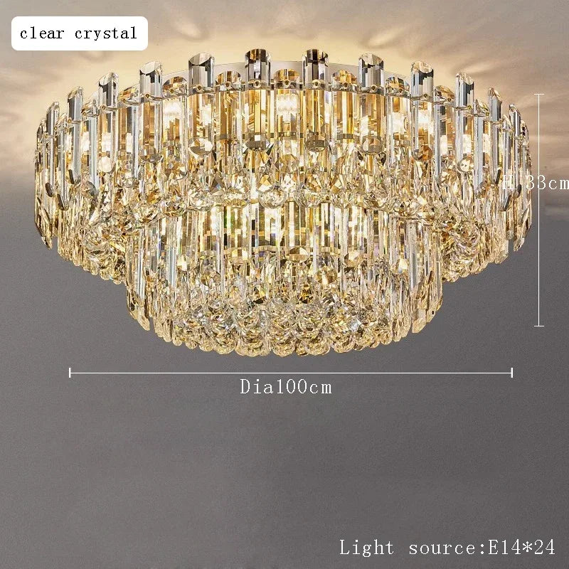 Afralia™ Nordic Crystal Chandelier LED Round Light for Living Bedroom Dining Room