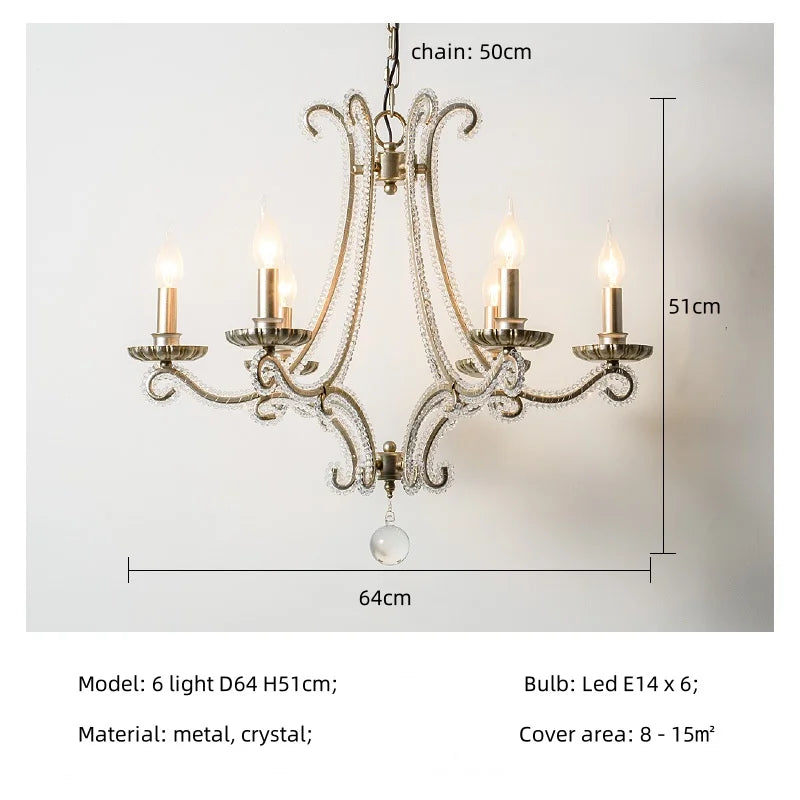 Afralia™ Crystal LED Chandelier: French Living Room Retro E14 Pendant Light for Home Decor