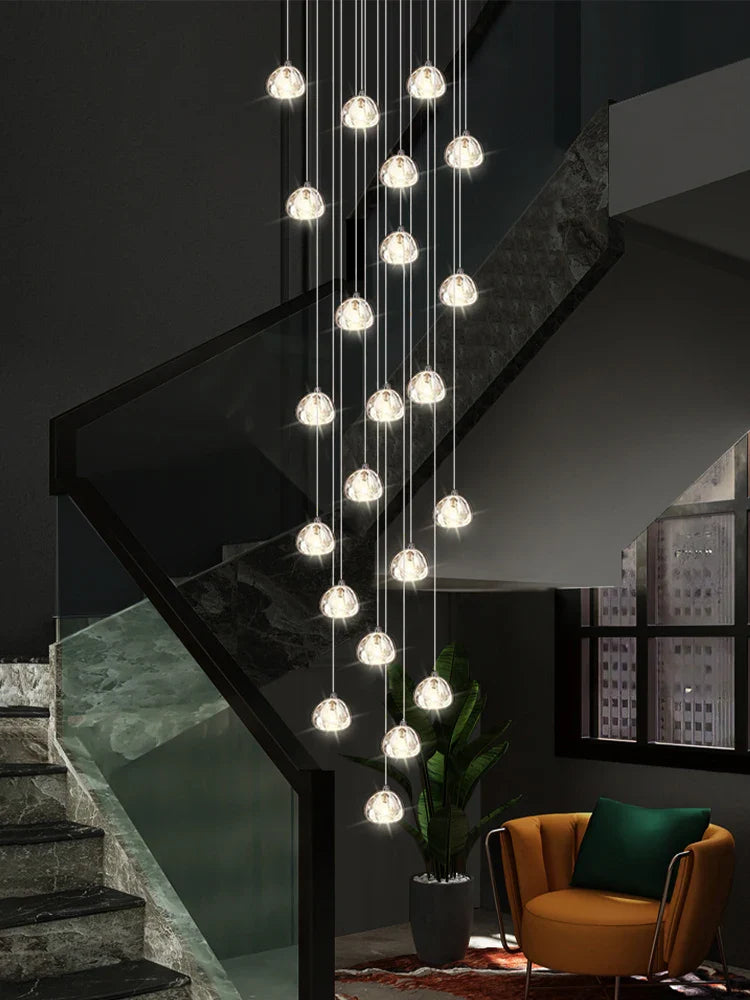 Afralia™ Luxury Spiral Staircase Chandelier LED Pendent Lamp for Stylish Living Room
