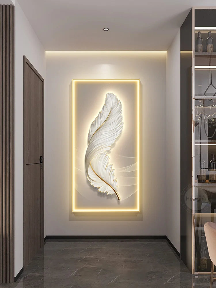 Afralia™ Feather Hanging LED Wall Lamp for Home Decor
