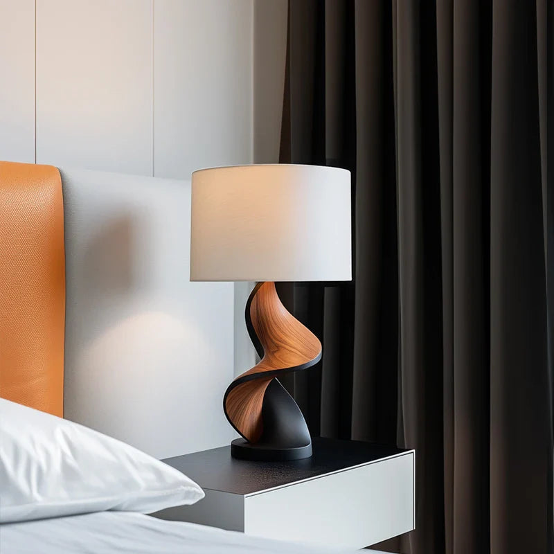 Afralia™ Solid Wood Table Lamp for Living Room, Study, Bedroom, Art Lighting