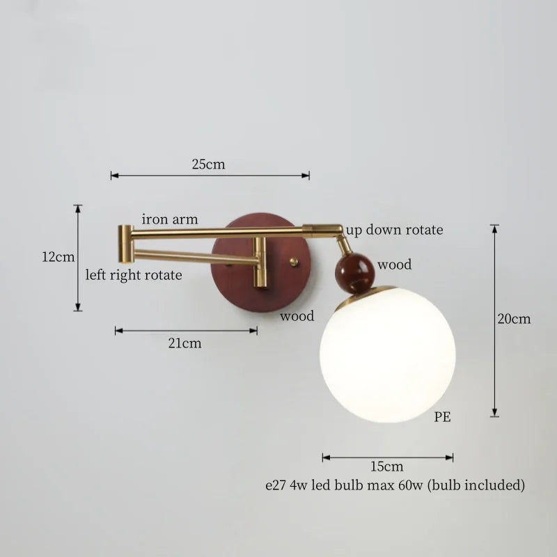 Afralia™ Swing Arm Iron LED Wall Lights, Vintage Style for Living Room, Bathroom, Bedroom