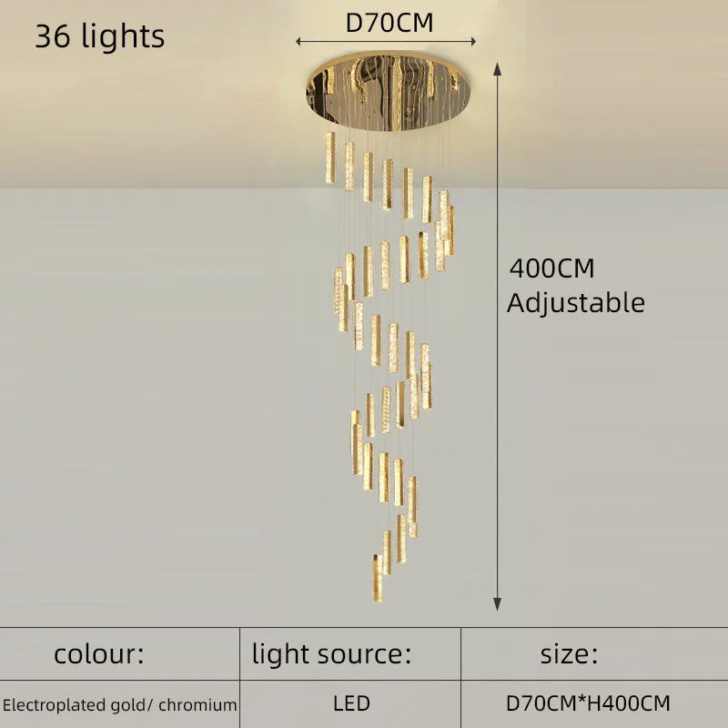 Afralia™ Crystal Spiral Chandelier - Silver/Gold Luxury Lighting for Living Room, Kitchen, & Restaurant