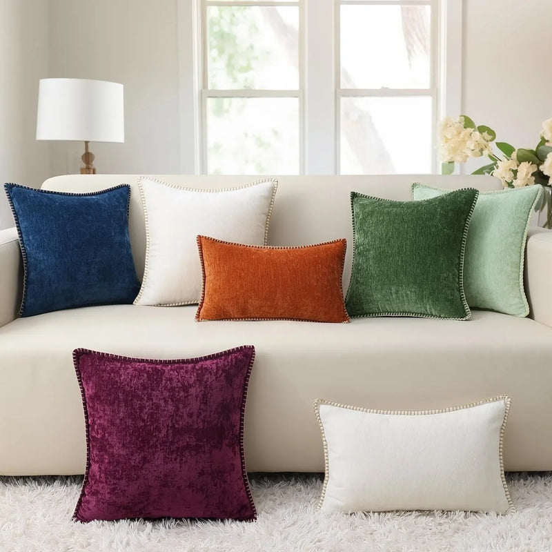 Afralia™ Luxe Chenille Velvet Cushion Cover Set for Elegant Living Room Decor