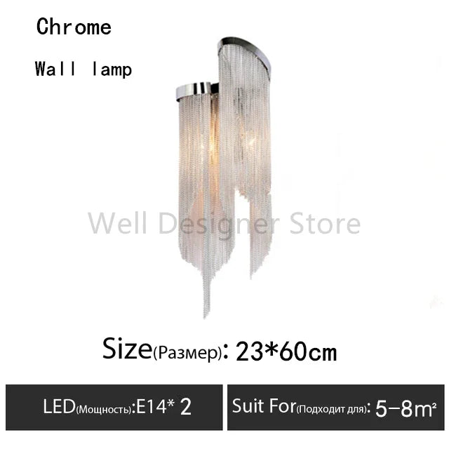 Afralia™ Modern Luxury Tassel Chandelier with E14 Base Aluminum Lamp for Indoor Decor