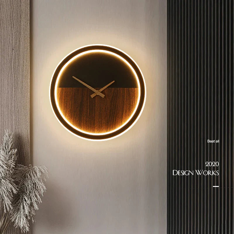 Afralia™ Wood Grain Round LED Wall Lamp for Modern Nordic Interior Decor