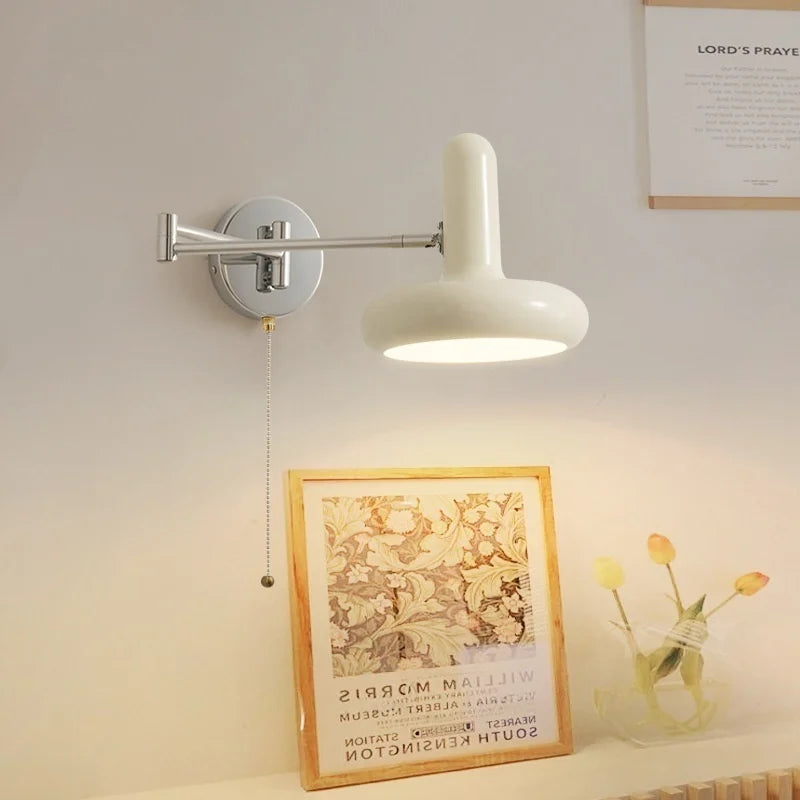 Afralia™ Swing Arm LED Wall Lamp Cream for Living Room Bedside Mirror Light