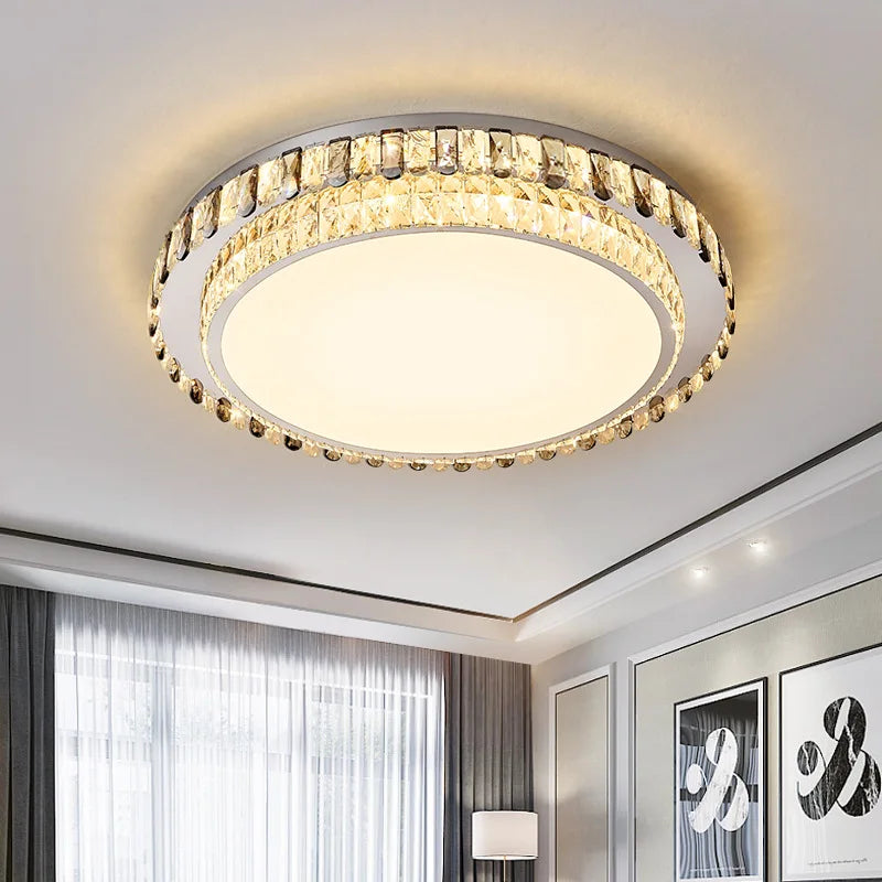 Afralia™ Modern Crystal LED Ceiling Chandelier for Living Room and Bedroom