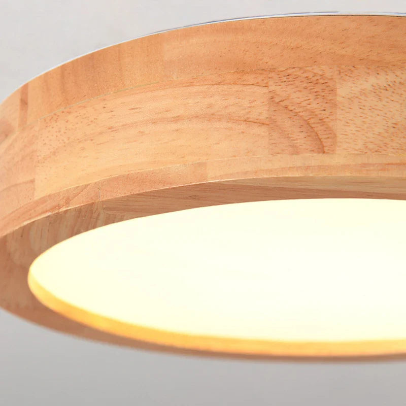 Afralia™ Wood LED Round Ceiling Light for Bedroom Kitchen Nordic Decor