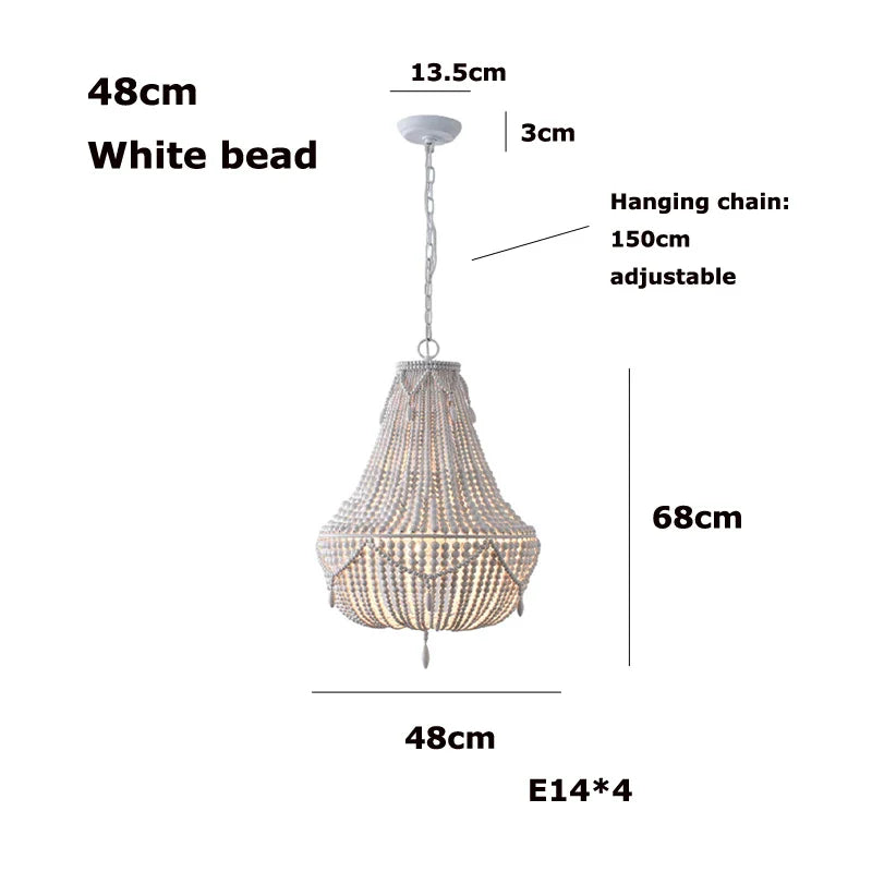 Afralia™ Bohemian Wood Bead Chandelier & LED Ceiling Light Fixture