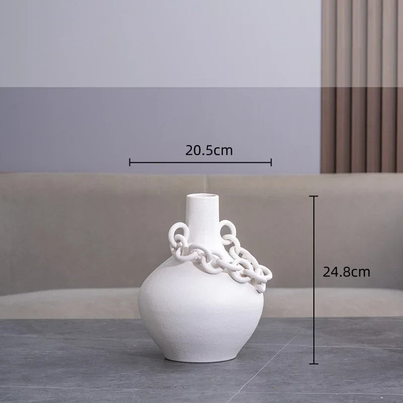 Afralia™ Geometric Chain Porcelain Vase - Stylish Room Decor & Flower Vase