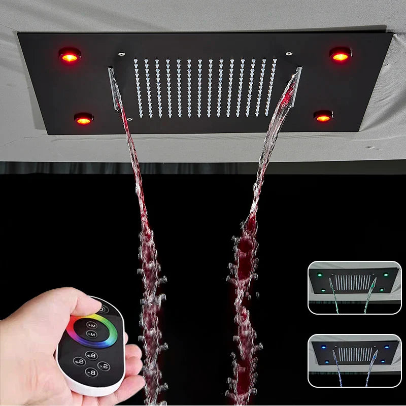 Afralia™ LED Shower Faucet Ceiling Mount Rainfall Waterfall Head Shower Set