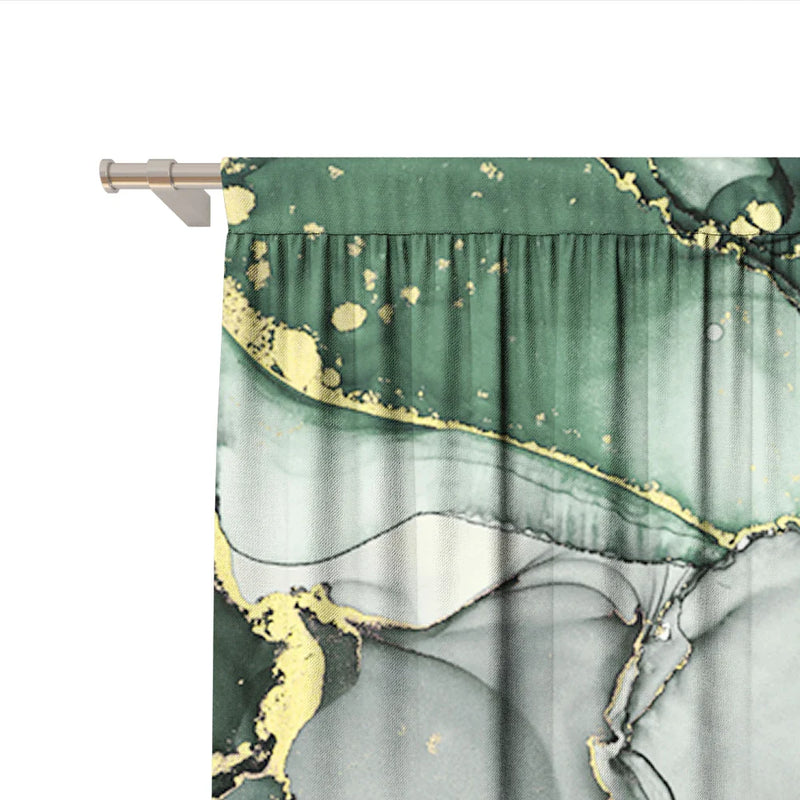 Afralia™ Green Marble Rod Pocket Curtains for Home Decoration