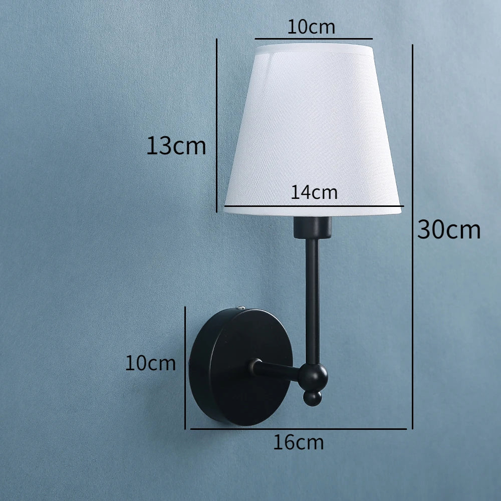 Afralia™ Retro Industrial Wall Lamp with Fabric Lampshade for Bedroom Night Light