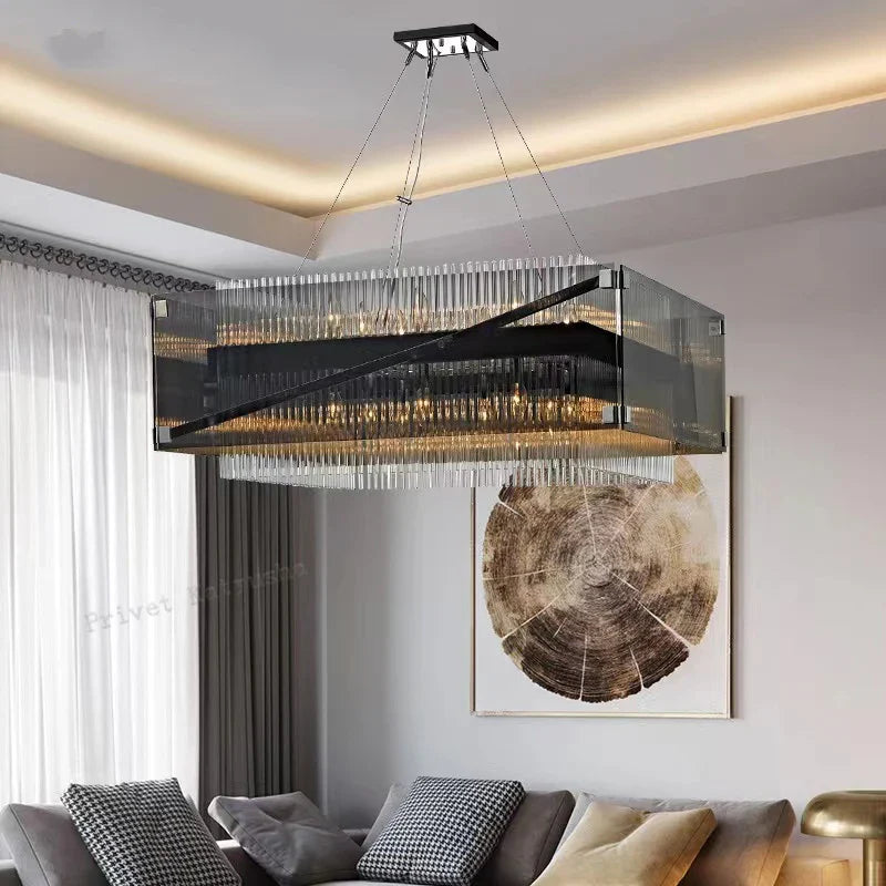 Afralia™ Crystal Glass Pendant Chandelier for Luxe Dining Room Decor