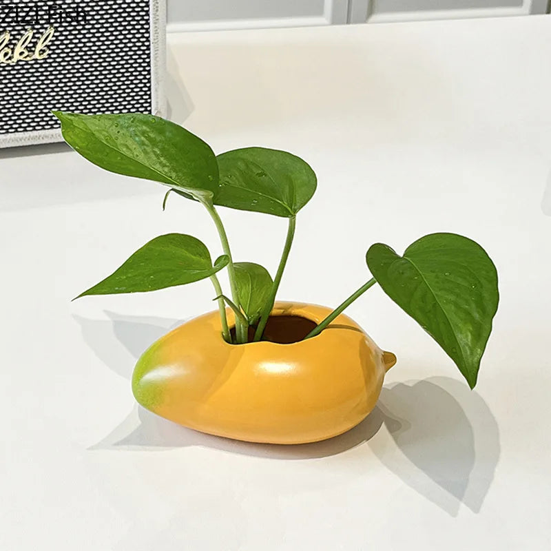 Afralia™ Mango Ceramic Vase Set for Room Decor & Flower Arrangement