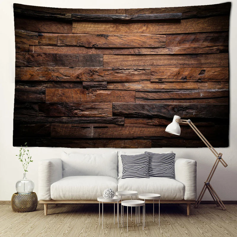 Dark Wood Texture Abstract Art Tapestry Hippie Wall Hanging for Living Room Home Decor by Afralia™