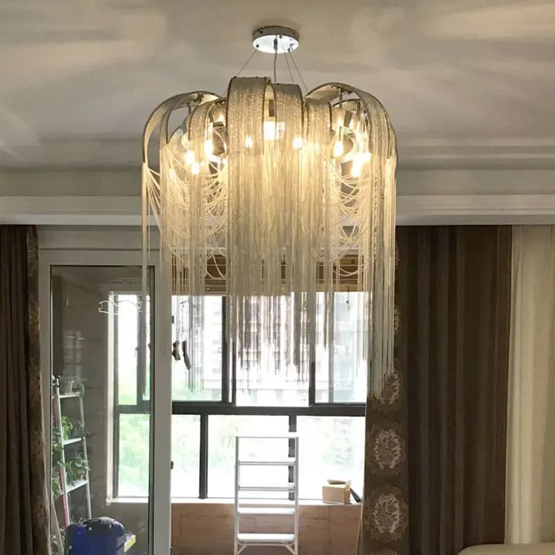 Afralia™ Tassel Chandelier: Postmodern Chain Hanging Lights for Luxury Living Spaces