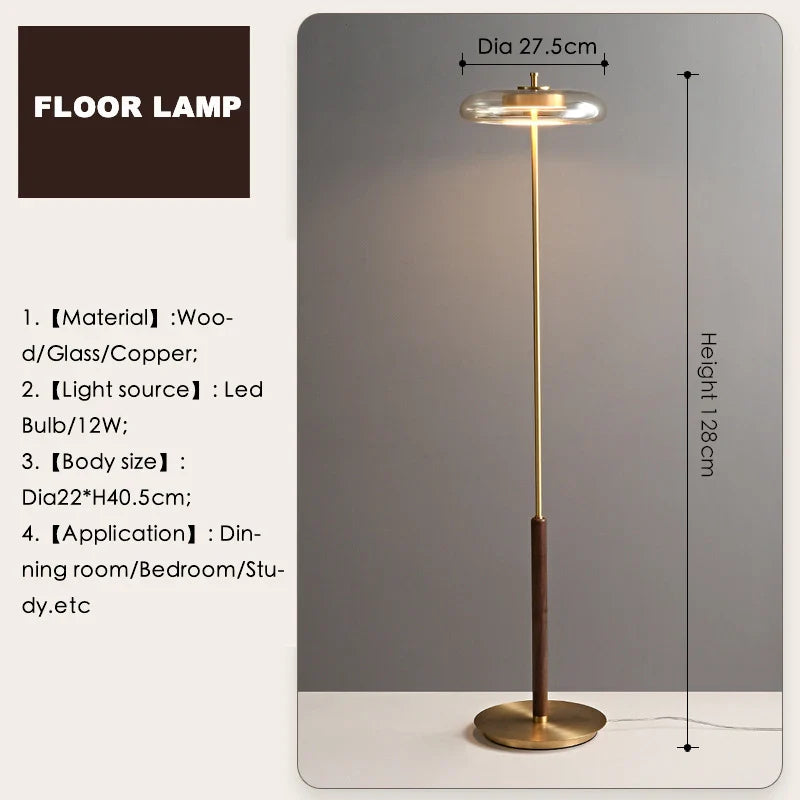 Afralia™ Mushroom Lustre Glass Floor Lamp - Gold Metal Art Design