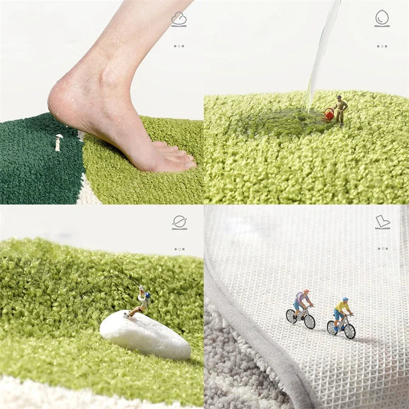 Afralia™ Flocked Thickened Bathroom Door Rug Super Absorbent Anti-Slip Soft Carpet