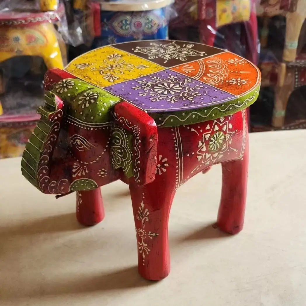 Afralia™ Handmade Elephant Stool: Thai Style Ethnic Wood Low Stool Ornament