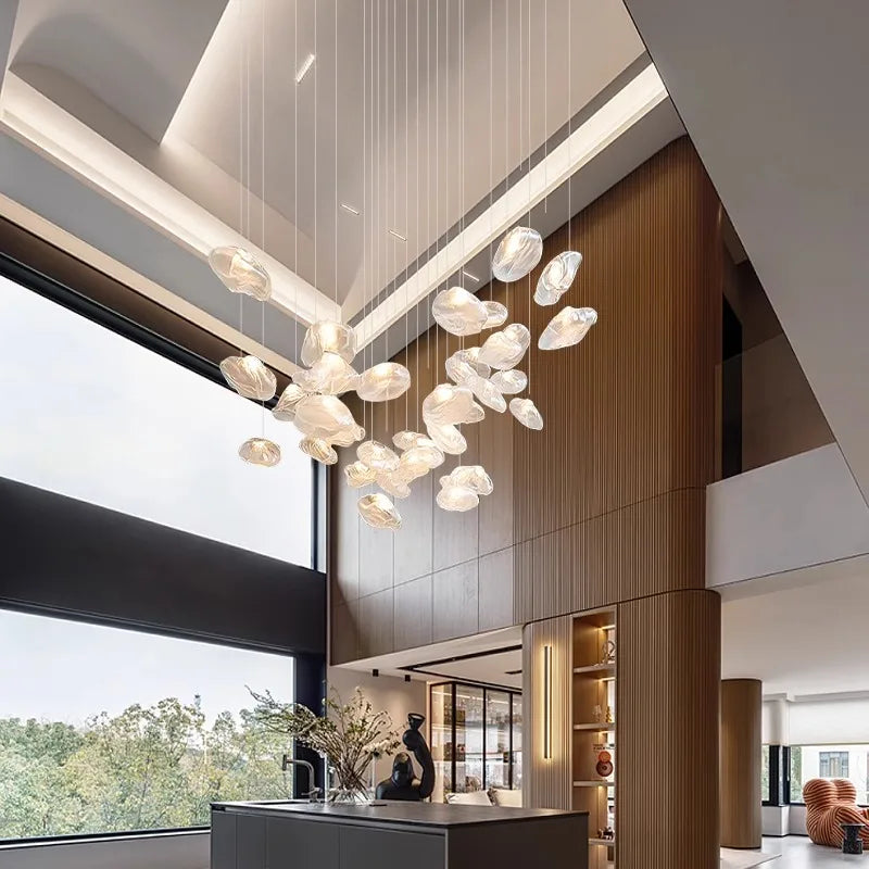 Afralia™ Crystal Chandelier: Modern Home Stair Pendant Lamp for Living Room Interior Lighting