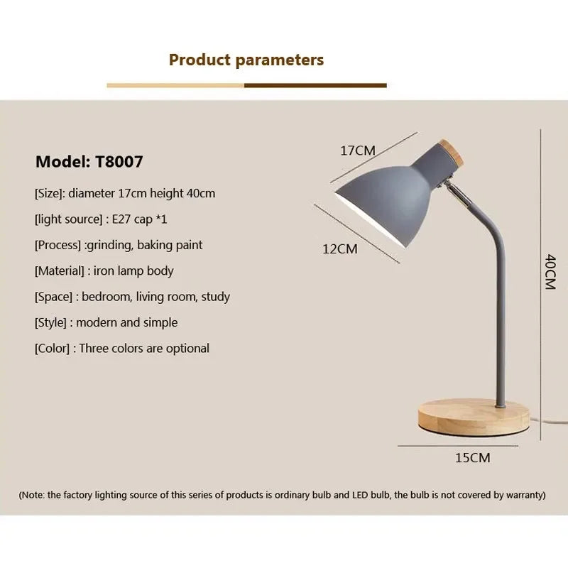 Afralia™ Wood LED Desk Lamp: Nordic Flex Light for Reading & Living Room