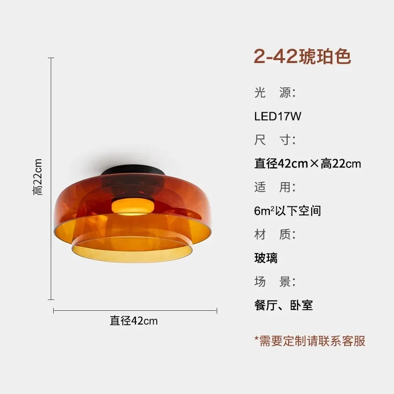 Afralia™ Glass LED Ceiling Light in Amber/Gray/Green - Modern Indoor Lighting for Various Spaces