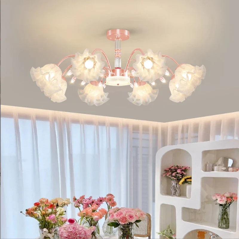 Afralia™ Modern E27 Flower Chandelier for Living Room, Bedroom, and Restaurant