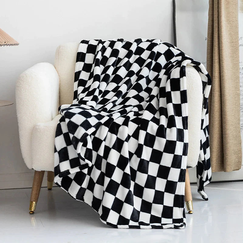 Afralia™ Plaid Fleece Bed Blanket - Cozy and Stylish Throw for Kids and Pets