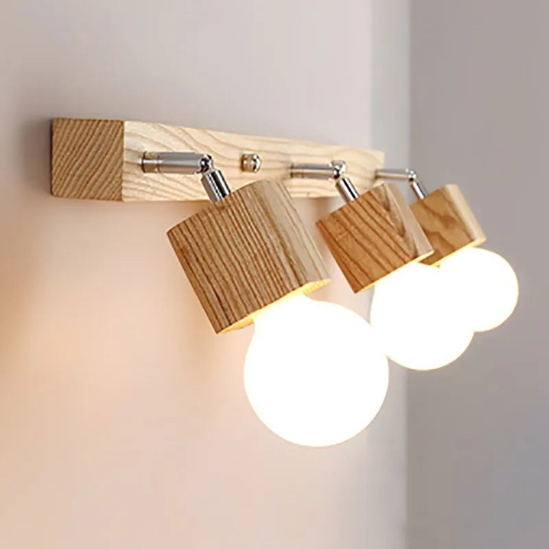 Afralia™ Nordic Wood Ceiling Light - Adjustable Single/Three Head for Living Room, Bedroom, Aisle