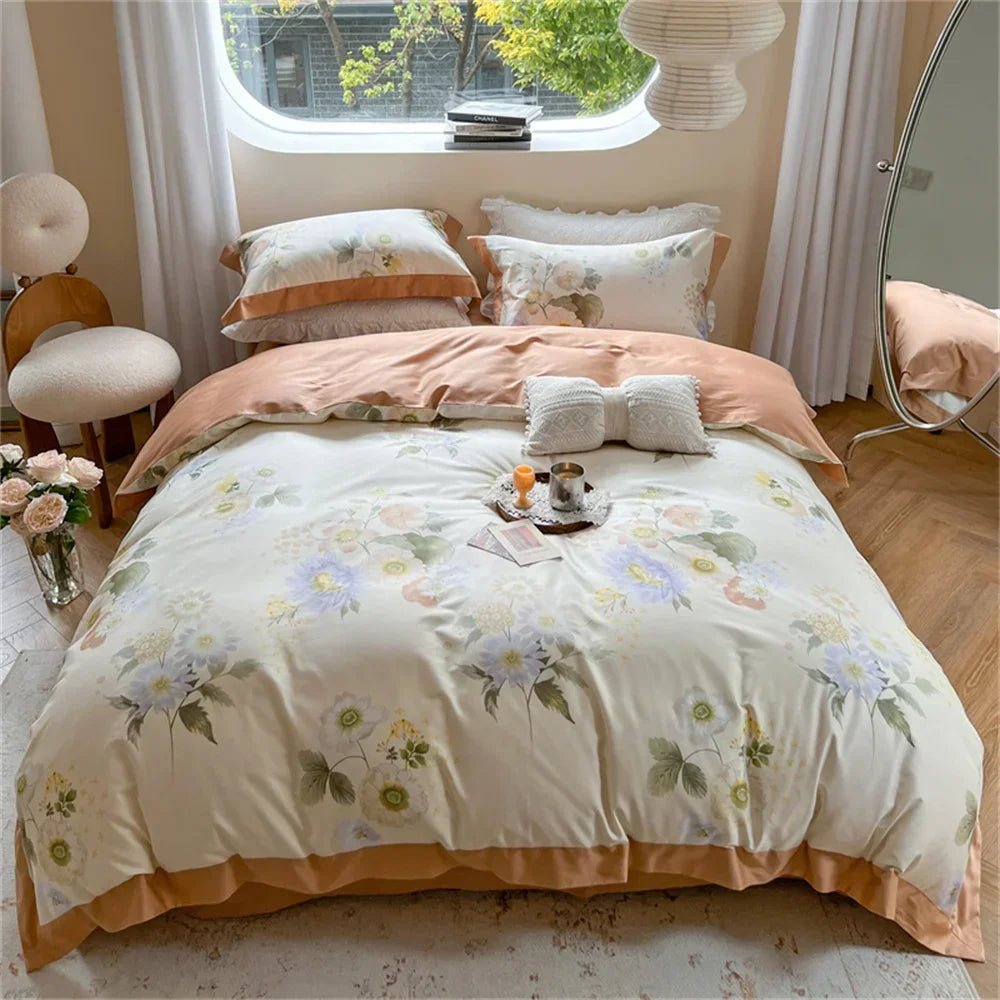 Afralia™ Colorful Bedding Set: King/Queen Size Bed Lines, Sheet, Pillowcase, Duvet Cover Set