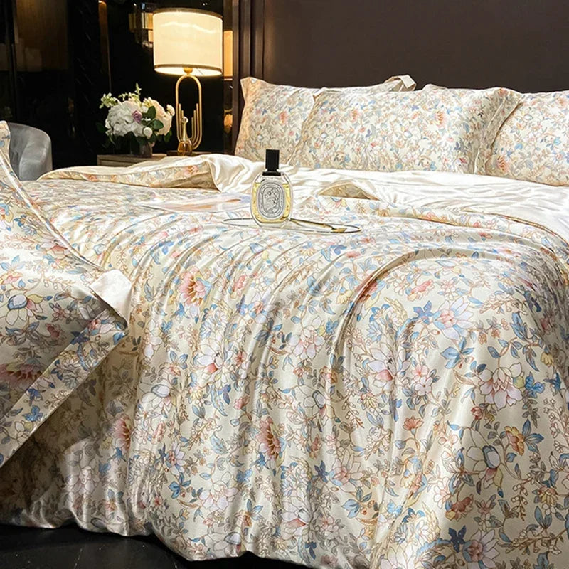 Afralia™ Soft Silk Printed Bedding Sets for Luxurious Bedroom Decor