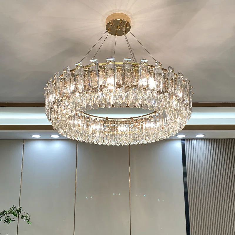 Afralia™ Crystal Pendant Chandelier Modern Luxury Dimmable Island Light Minimalist Home Decor