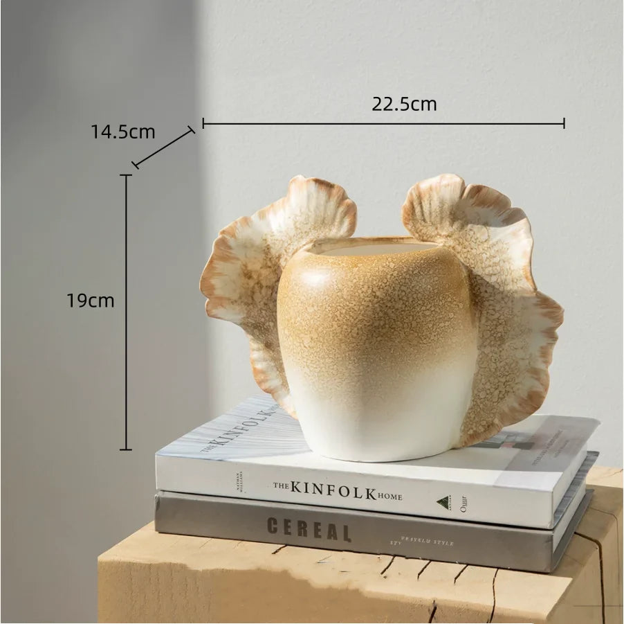 Afralia™ Wavy Wings Hand-painted Ceramic Vases: Unique Floral Decor & Home Accessory