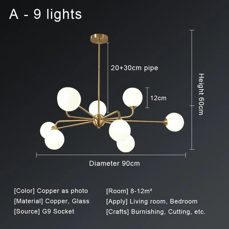 Afralia™ Copper Ceiling Chandelier for Home Decor Lighting